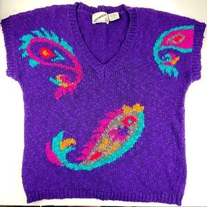 Multicolor Short sleeve Vintage Sweater size Small